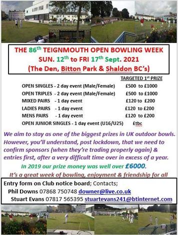  - Teignmouth Open Bowls Tournament