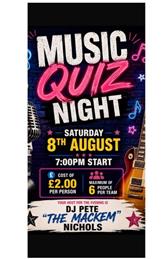 Music Quiz Sat 8th August