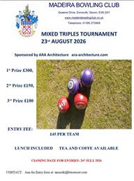 MADEIRA BOWLING CLUB- MIXED TRIPLES TOURNAMENT