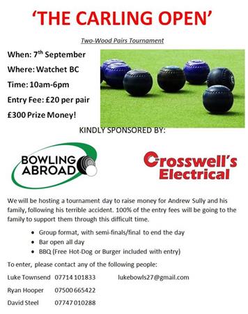  - Bowls Tournament for Andrew Sully